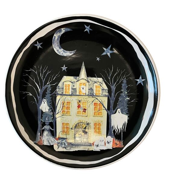 Potter's Studio Halloween HAUNTED HOUSE Salad Plates Set of 4 Witch Ghost New - Picture 2 of 10